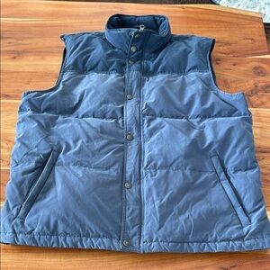 Eddie Bauer Premium Goose Down Vest Mens Large Tall in two tone blue